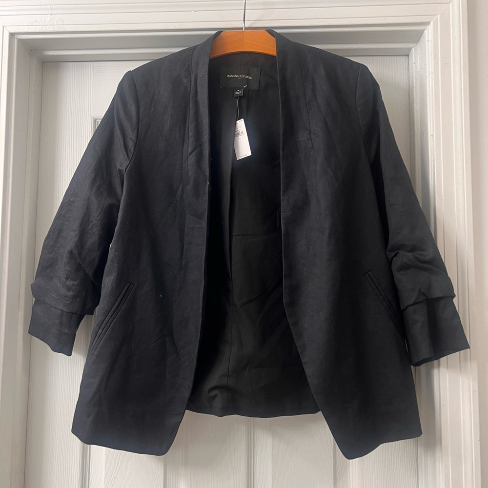 NWT Banana Republic Black Linen Women's Blazer